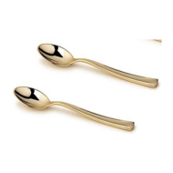 Gold Cutlery 11.5cm Small Mini Plastic Spoon